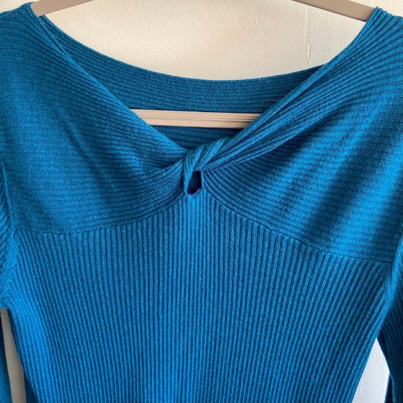 MOTF Blue Cashmere Mix Twist Sweater - Picture 7 of 9